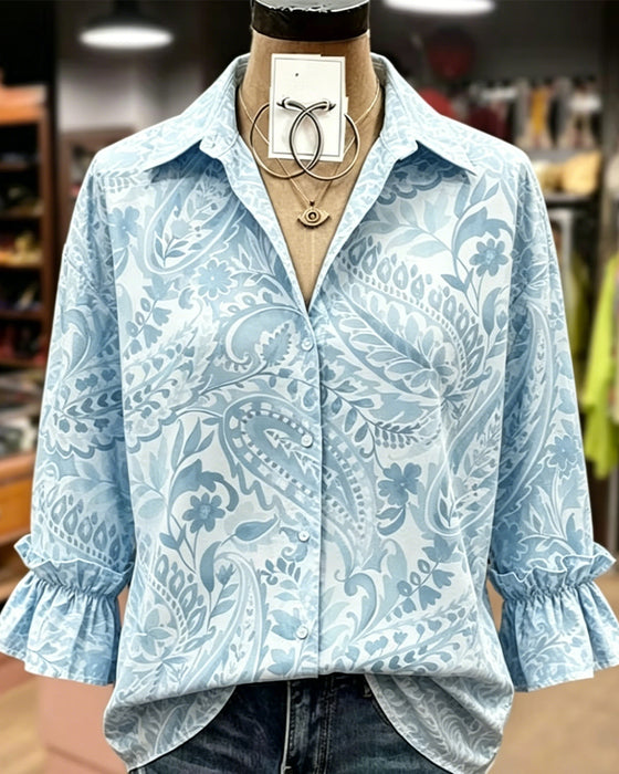 Blouse Lantaarnmouw Bedrukt