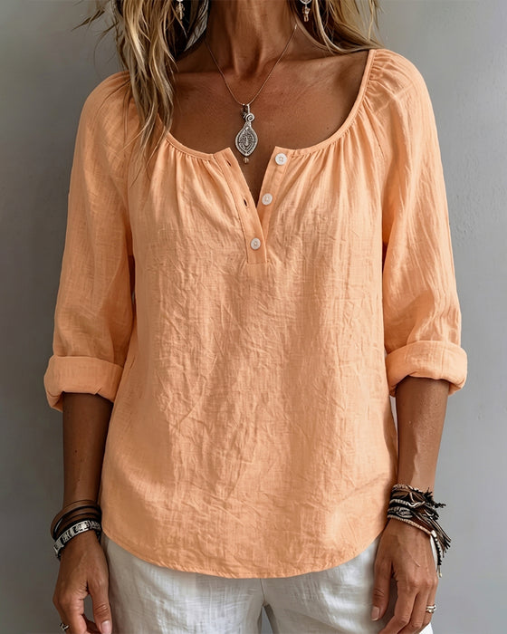 Blouse Effen Halfknoop