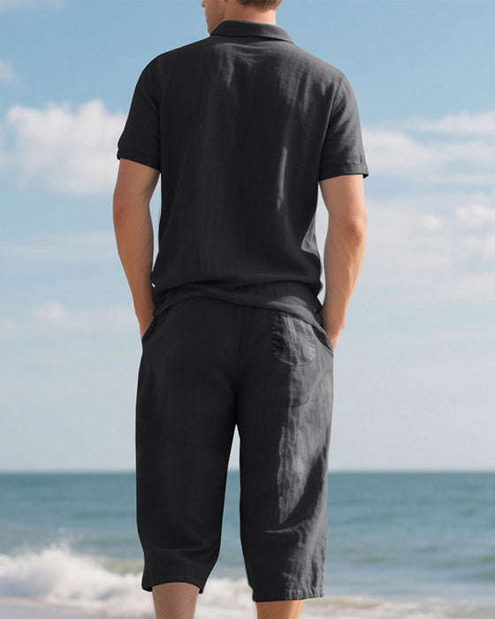 Casual Herenset Met Poloshirt En Cropped Broek