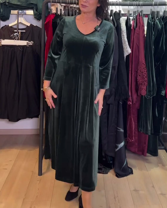 Maxijurk Van Fluweel Met V-Hals