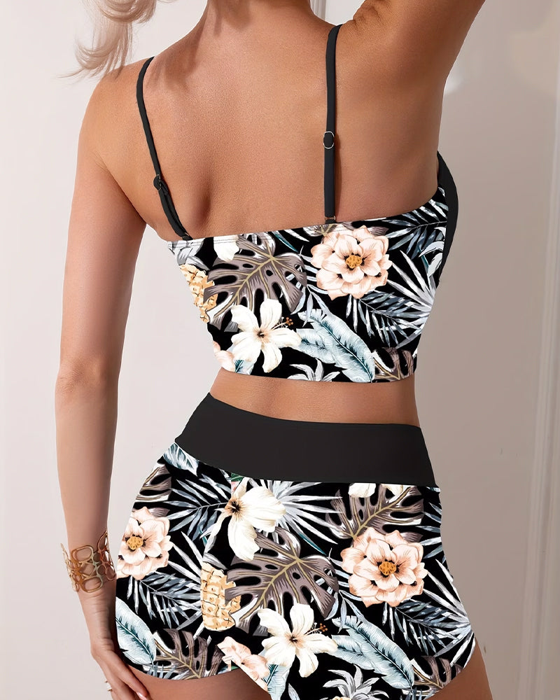 Bikini Bedrukt Trekkoord High-Waisted