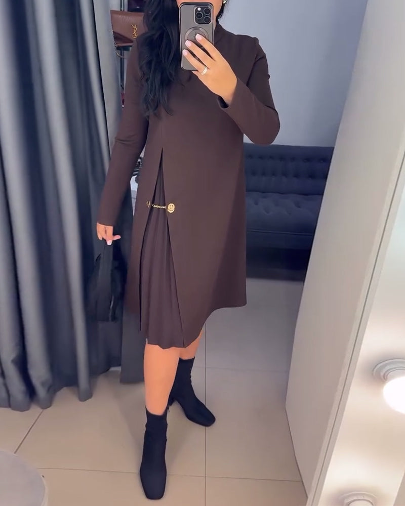 Elegante Jurk Met Geschilderd Patchwork