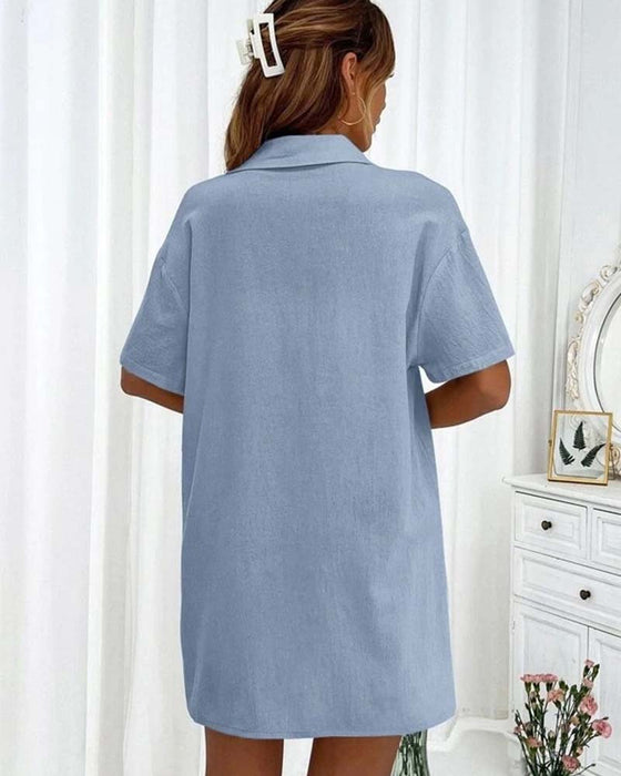 Casual set met effen overhemd en korte broek