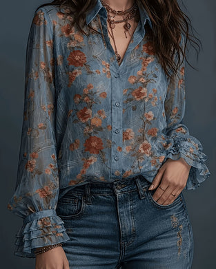 Blouse Bloemen Ruffle Slag