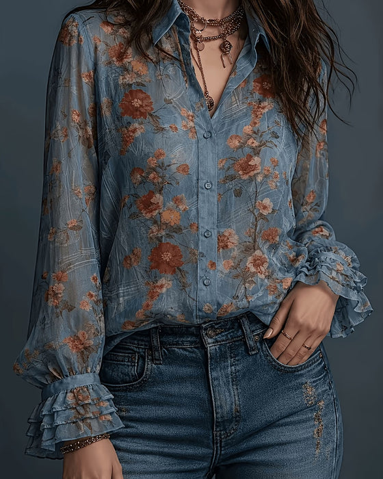 Blouse Bloemen Ruffle Slag