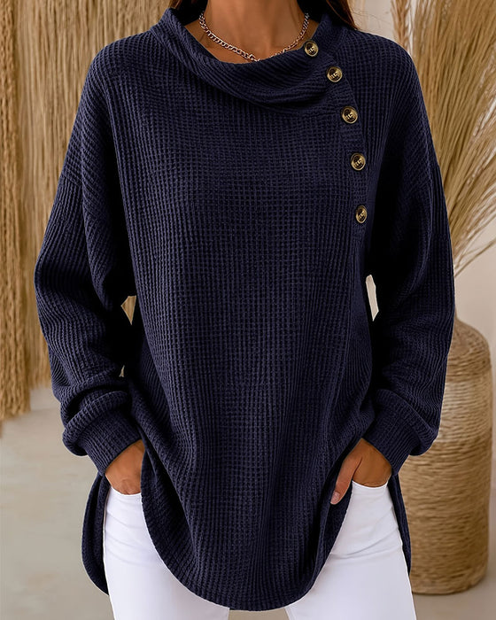 Top Stijlvol Asymmetrisch Knoop Lange Mouw
