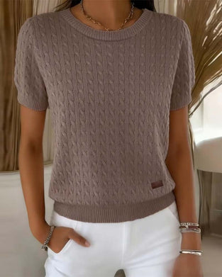 Pullover Ronde Hals Korte Mouw Effen Casual