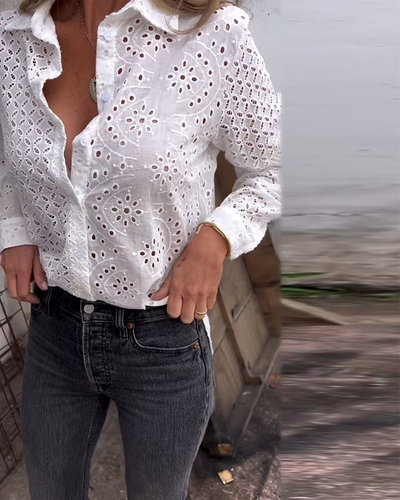 Shirt Lange Mouwen Revers Uitsnede