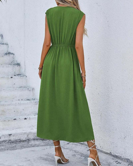 Jurk Effen Ingesnoerde Taille Strik