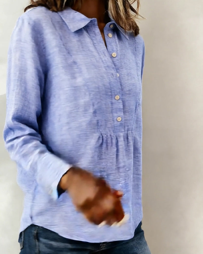 Blouse Geknoopt Revers Katoen Linnen