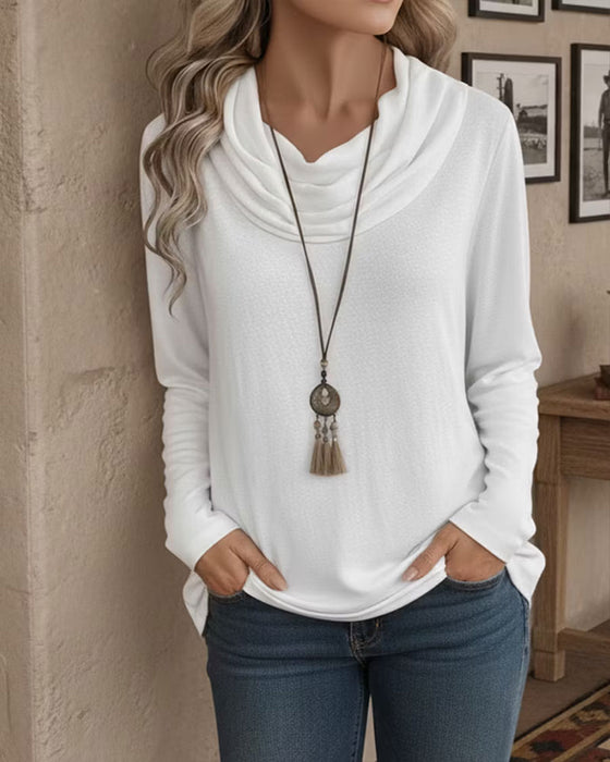 Top Cowl Kraag Onregelmatig Lange Mouw