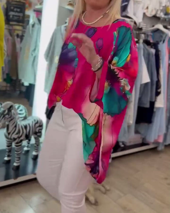 Blouse Vleermuismouw Halve Mouw Print