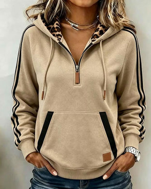 Hoodie Half Rits Luipaardprint