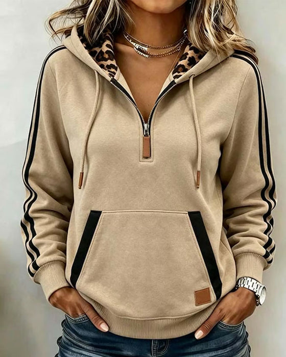 Hoodie Half Rits Luipaardprint