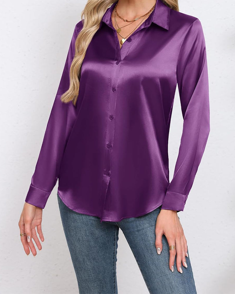 Shirt Effen Kleur Langmouw Gedrapeerd