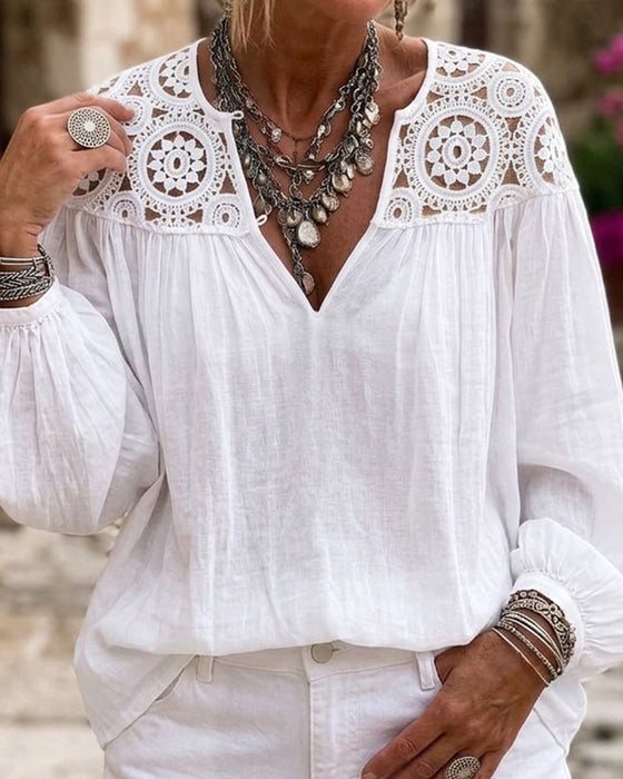 Blouse Lantaarnmouw Kant Los