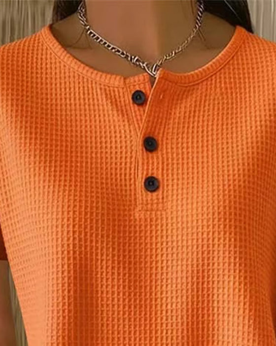 T-shirt Geknoopt V-hals Casual