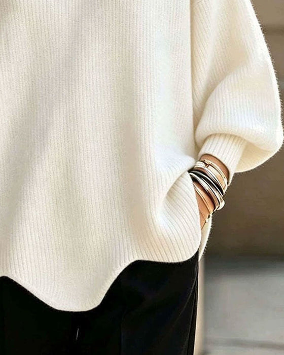 Pullover Effen Kleur Reverskraag