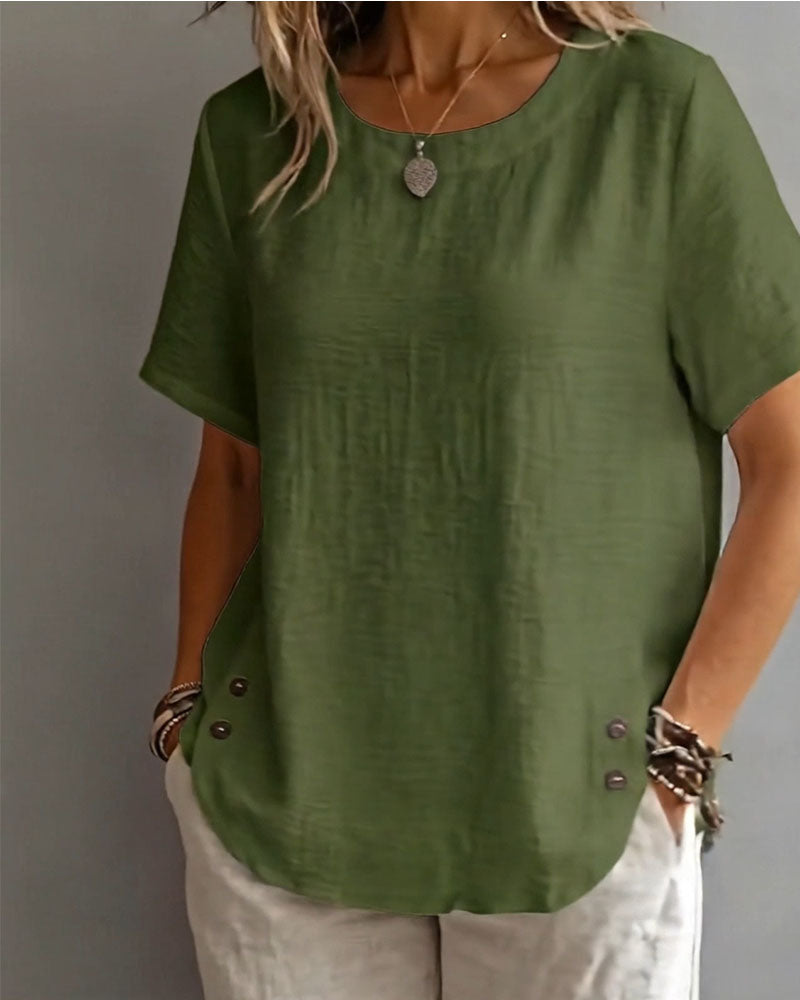 T-Shirt Ronde Hals Effen Eenvoudig 100% Katoen