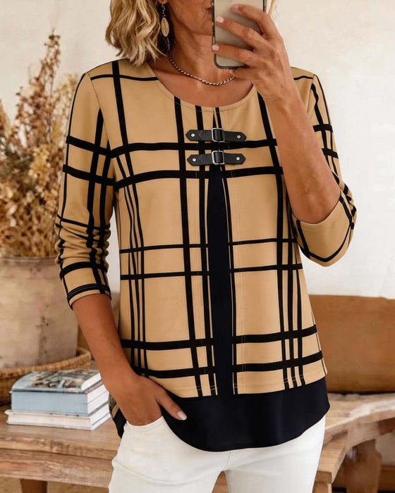Blouse Ruit Imitatie Tweedelig Casual