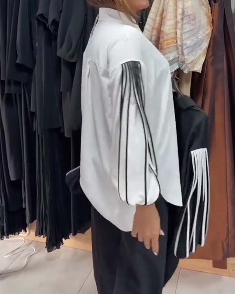 Shirt Contraste Lijn Lange Mouw