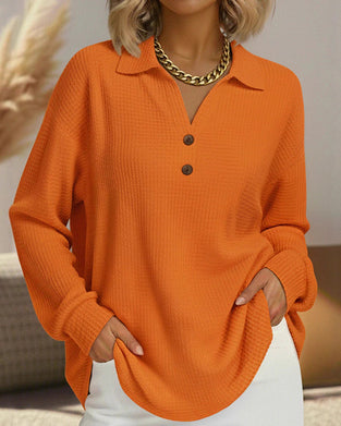 Blouse Knoopsgat Knoop Wafel Effen