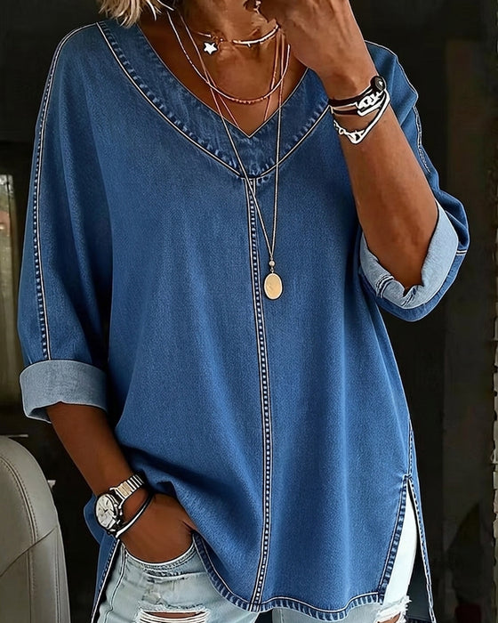 Blouse V-Hals Los Denim