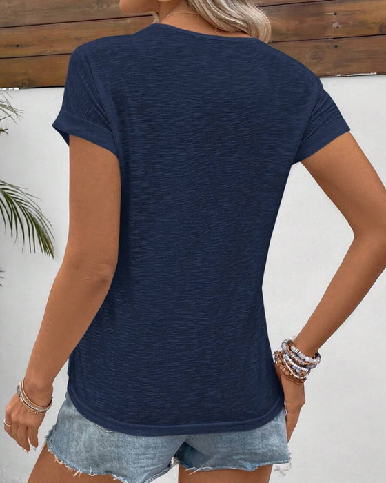 T-Shirt Ronde Hals Effen Kleur Korte Mouw