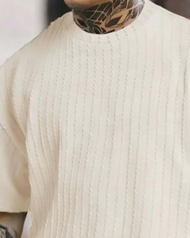 Herren Gestreept T-Shirt En Shorts Tweedelig Set