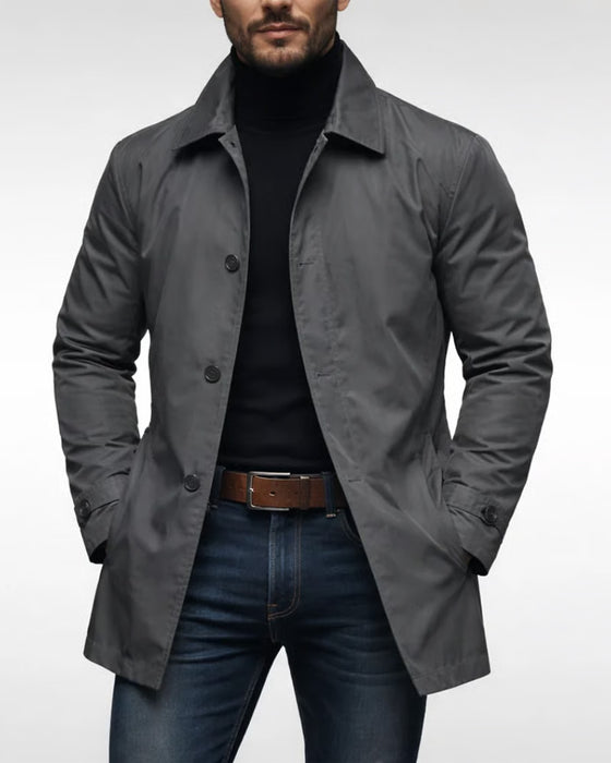 Weerbestendig Lang Jas | Heren Geïsoleerd Knoop Jack Outerwear