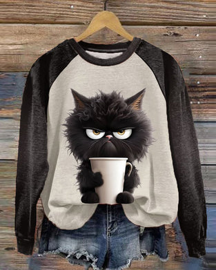 Katten losse sweatshirt met kleurblok