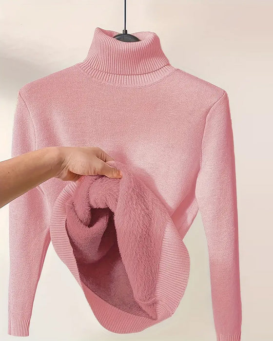 Effen kleur verdikte trui met lange mouwen