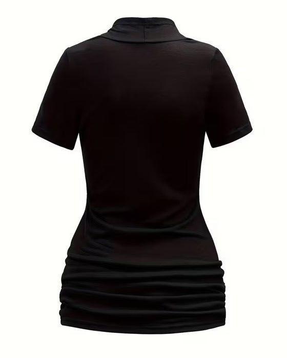 Blouse Casual Gerimpeld Getailleerd Korte Mouw