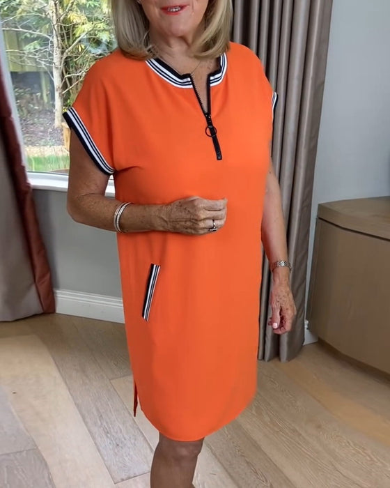 Jurk Half-Rits Contrastkleur Sport