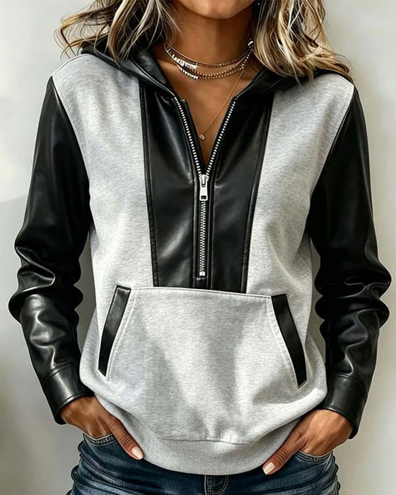 Hoodie Rits Zak Patchwork