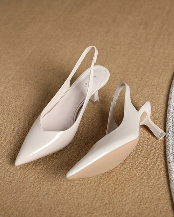 Hoge hakken met puntige neus in effen kleur