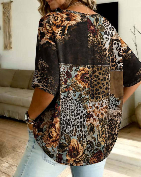 Blouse Luipaard V-Hals Casual