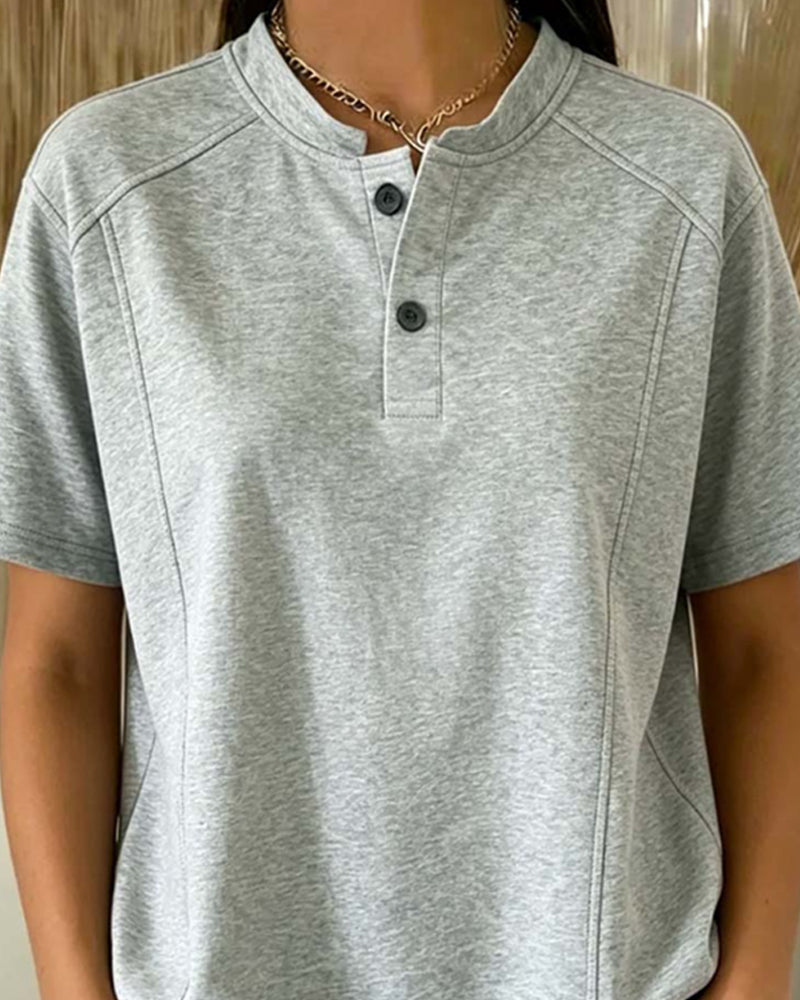 T-Shirt Casual Effen Kleur