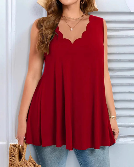 Tanktop Effen V-Hals Mouwloos