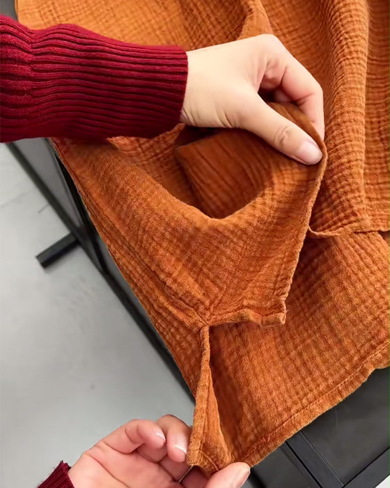 Jurk Lange Mouwen Effen Kleur Eenvoudige Revers