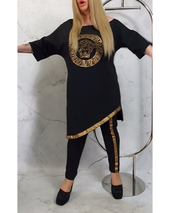 Casual bedrukt onregelmatig tweedelig pak