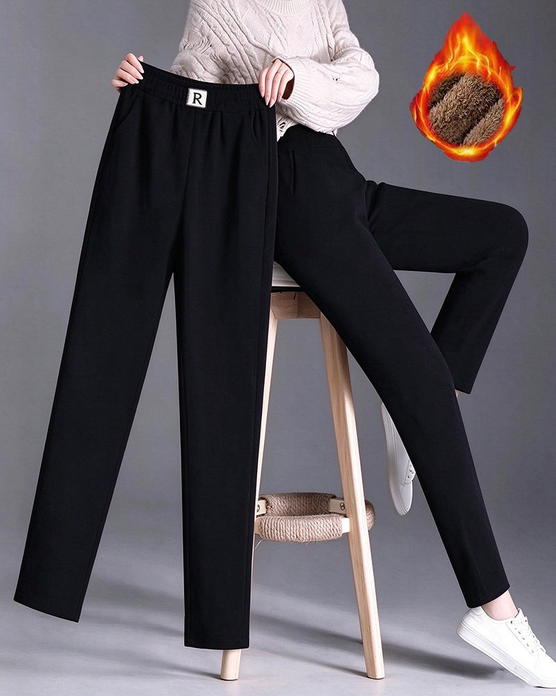 Broek Hoge Taille Fleece-Gevoerd Verdikt Jogger