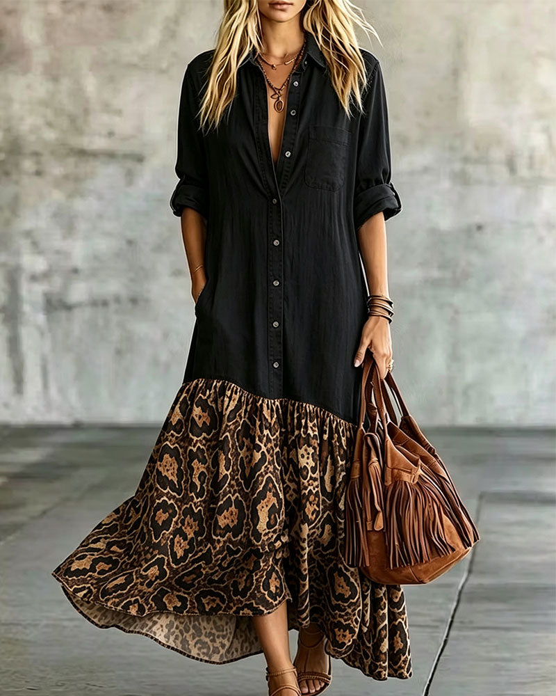 Jurk Met Geknoopt Revers In Luipaardprint