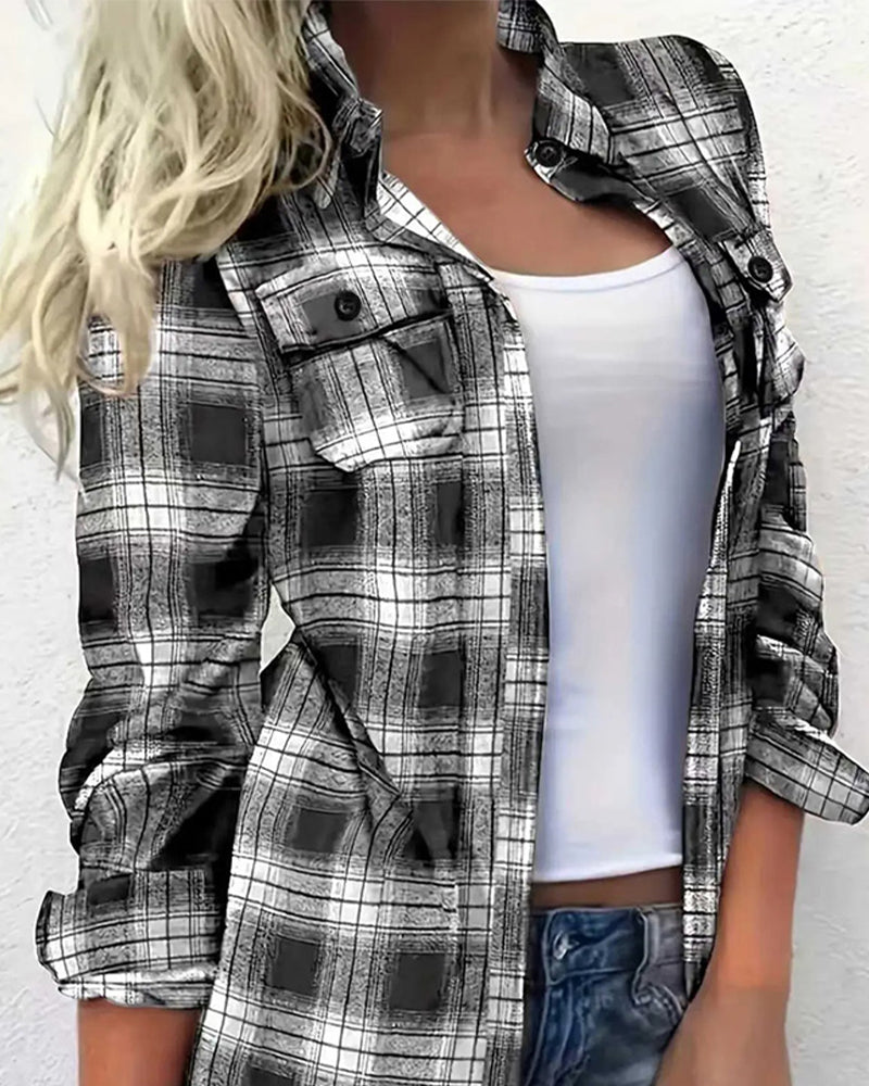 Blouse Casual Geruit Overhemd