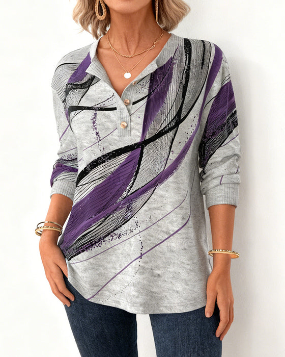 Sweater Henleykraag Bedrukt