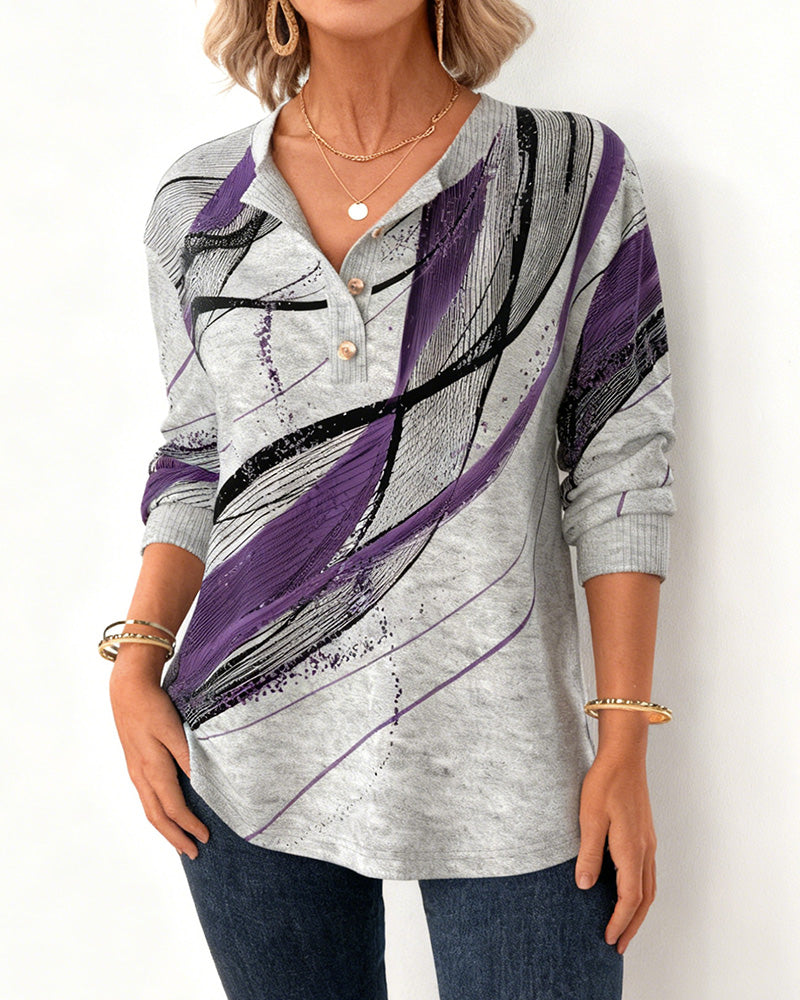 Sweater Henleykraag Bedrukt