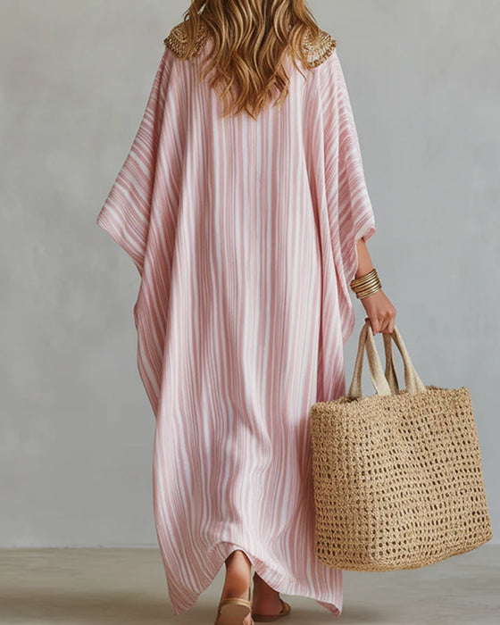 Jurk V-Hals Gestreept Casual