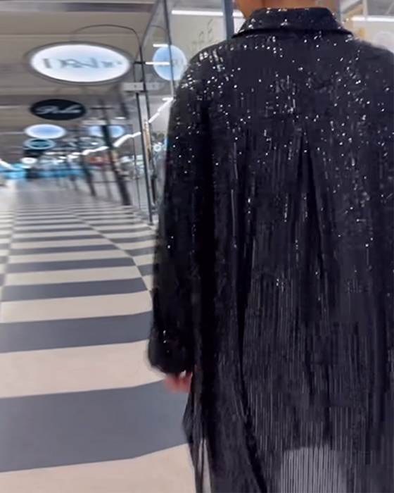 Casual overhemd met pailletten en split