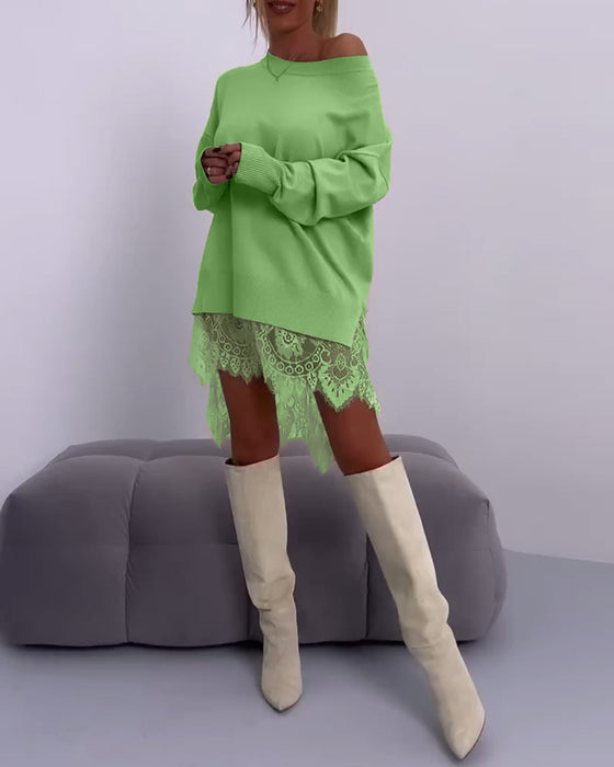 Effen off-shoulder slim-fit pullover-trui