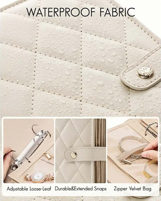 Luxe Gequiltde Crème Reisorganizer Makkelijke Toegang Vakken Waterdicht Cadeau Voor Haar